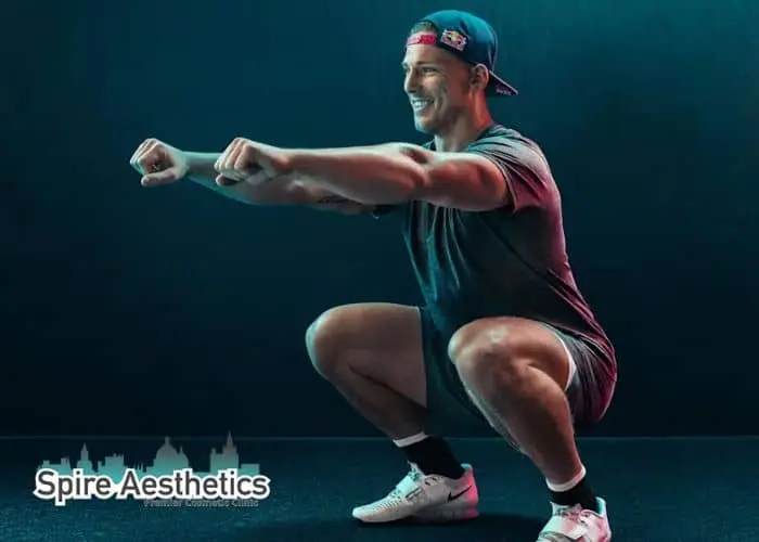 Image of man build leg muscle Hatfield through exercise